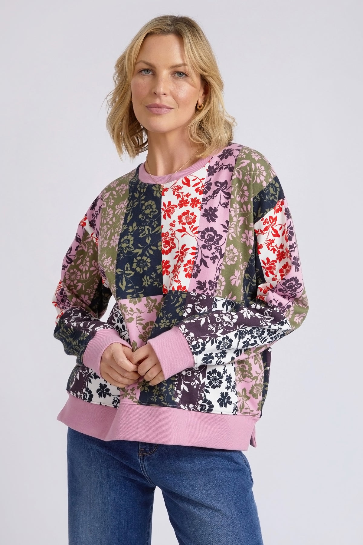 Linear Floral Crew Linear Floral Print