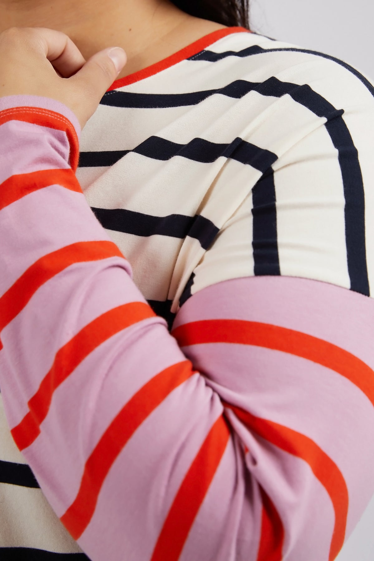 Marta Stripe Long Sleeve Navy, Pink & Red