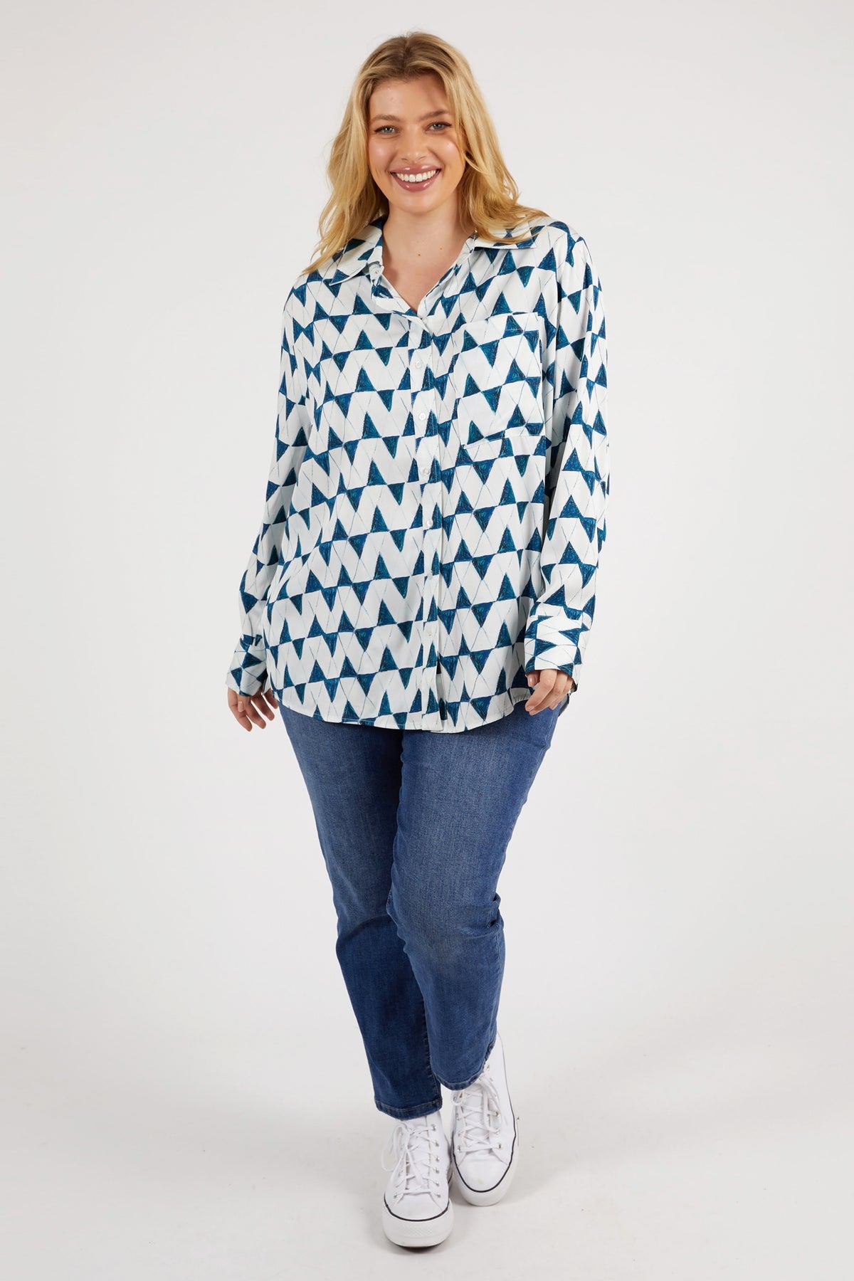 Janey Geo Shirt Navy Geo Print