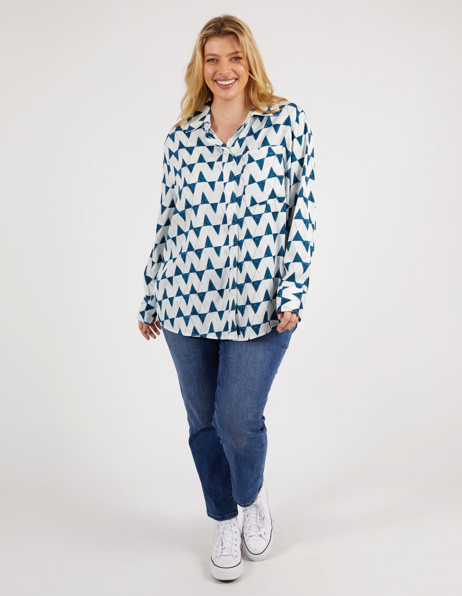 Janey Geo Shirt Navy Geo Print