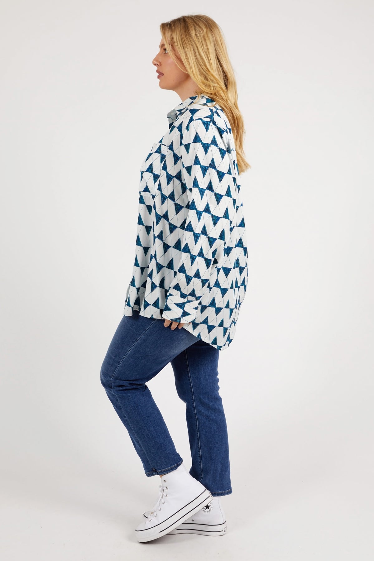 Janey Geo Shirt Navy Geo Print