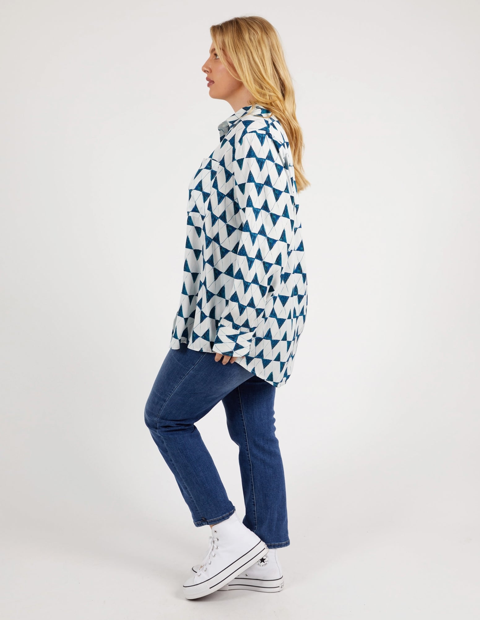 Janey Geo Shirt Navy Geo Print