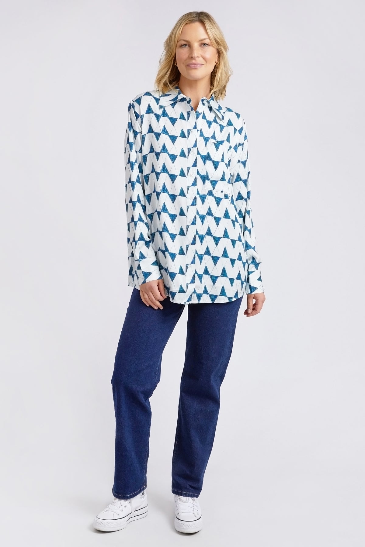 Janey Geo Shirt Navy Geo Print