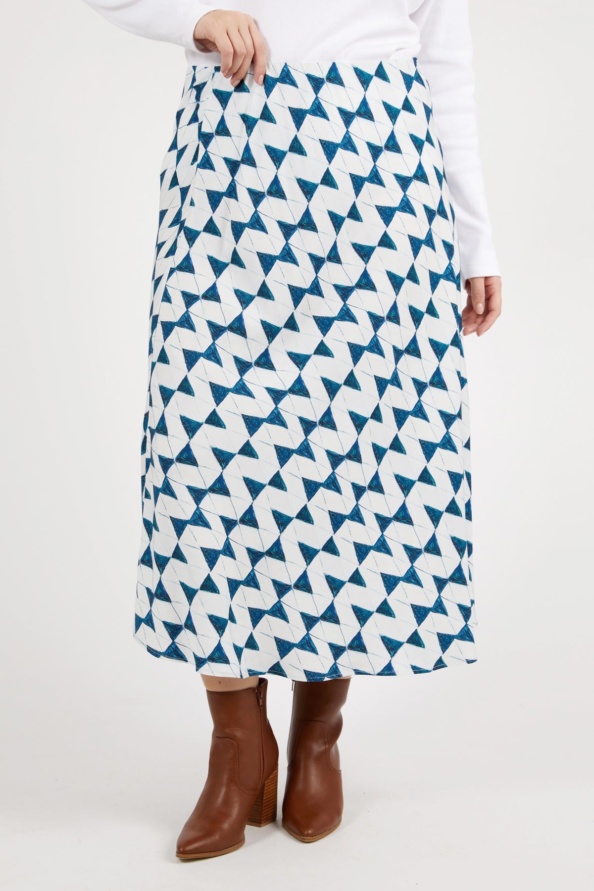 Janey Geo Skirt Navy Geo Print