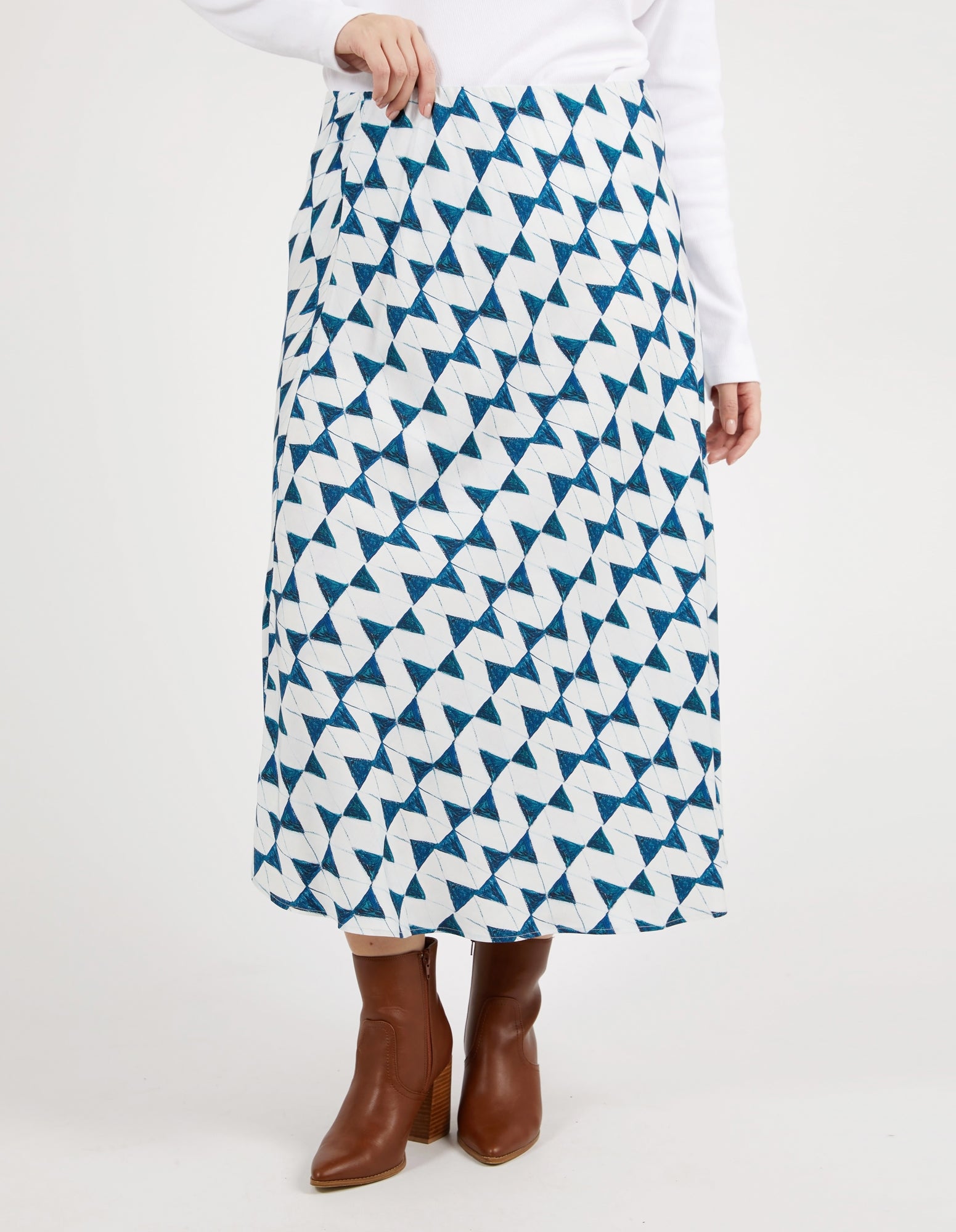 Janey Geo Skirt Navy Geo Print