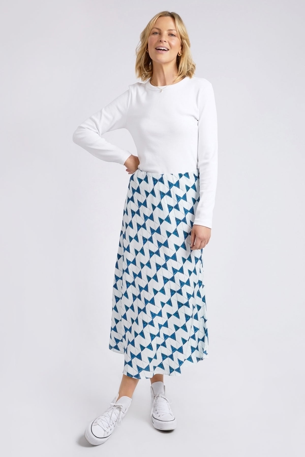 Janey Geo Skirt Navy Geo Print