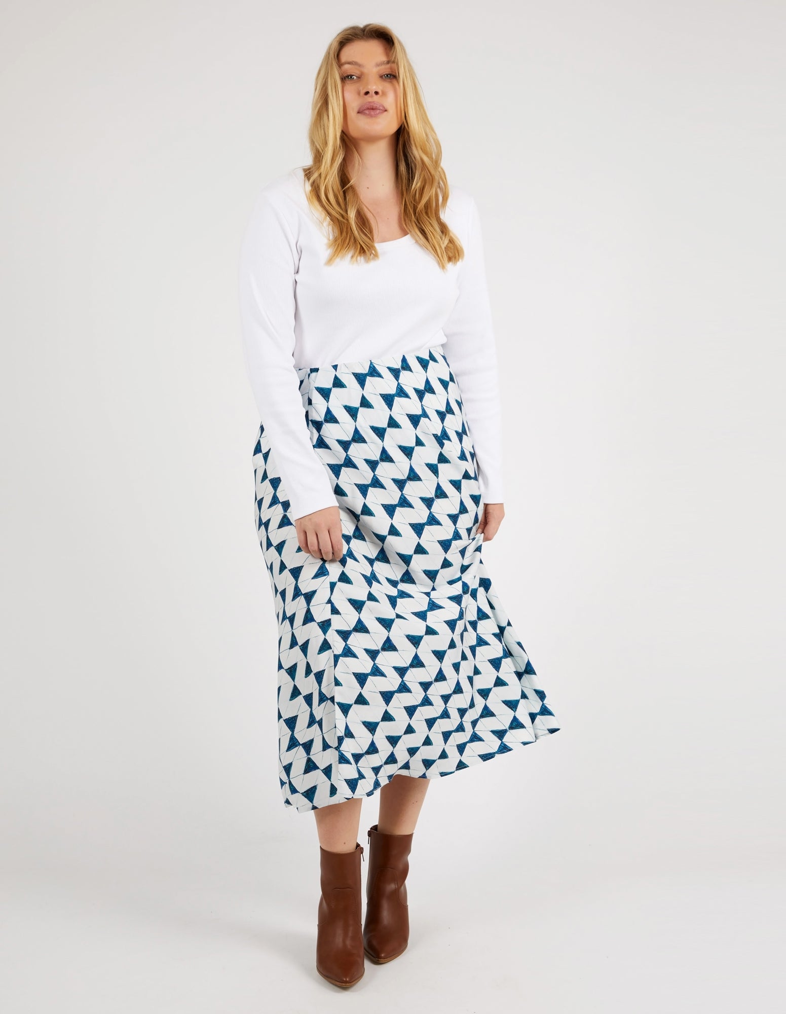 Janey Geo Skirt Navy Geo Print