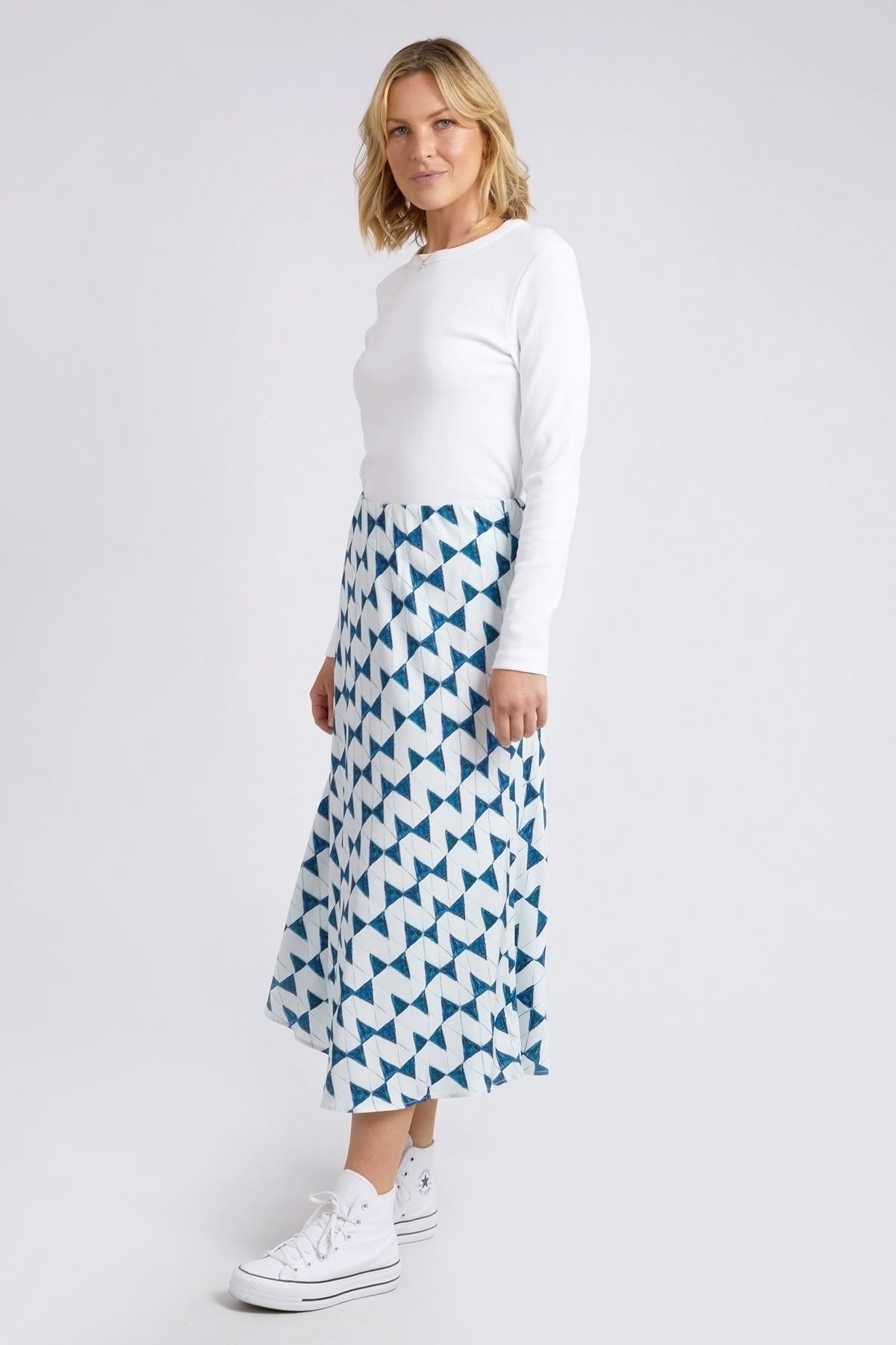 Janey Geo Skirt Navy Geo Print