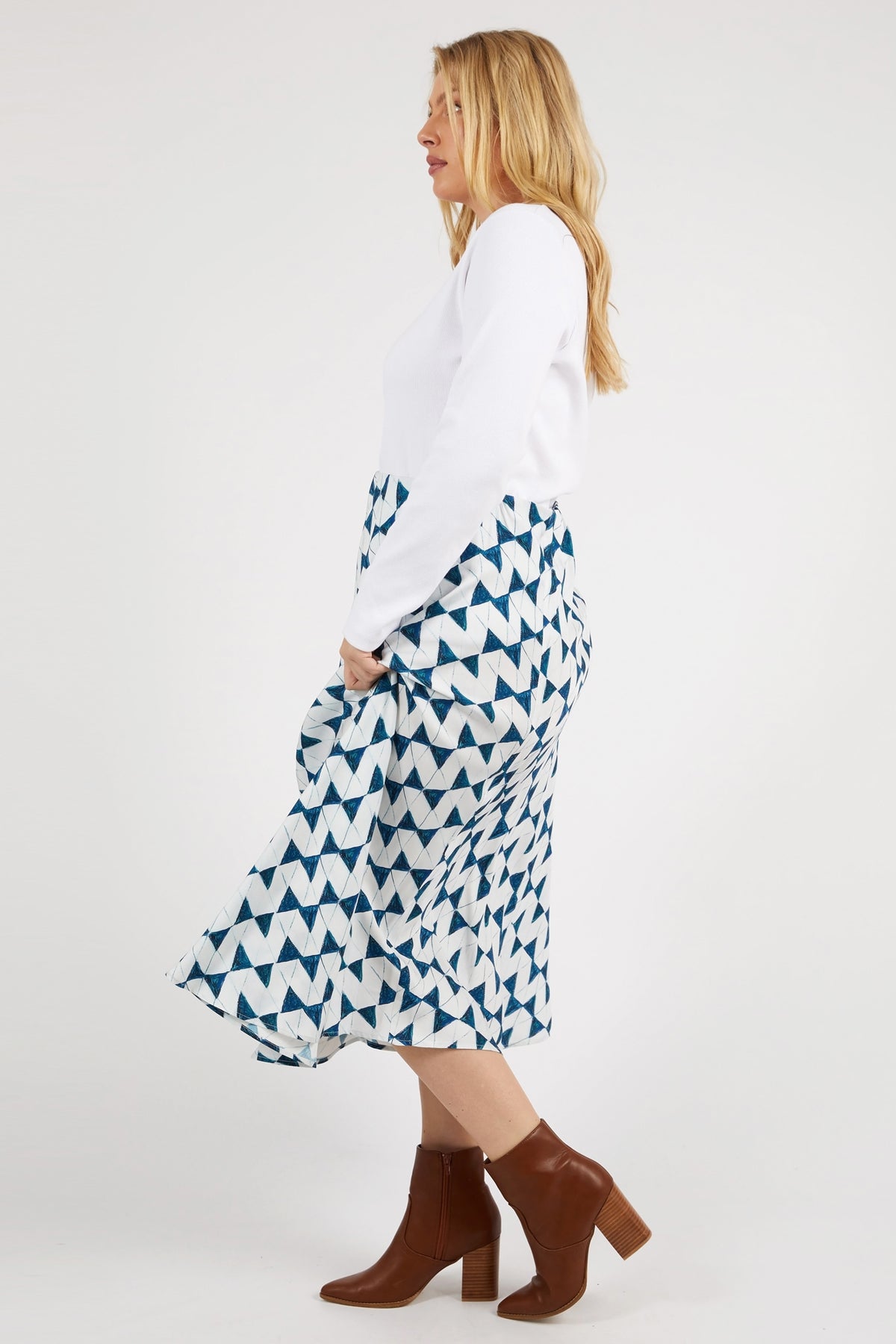 Janey Geo Skirt Navy Geo Print