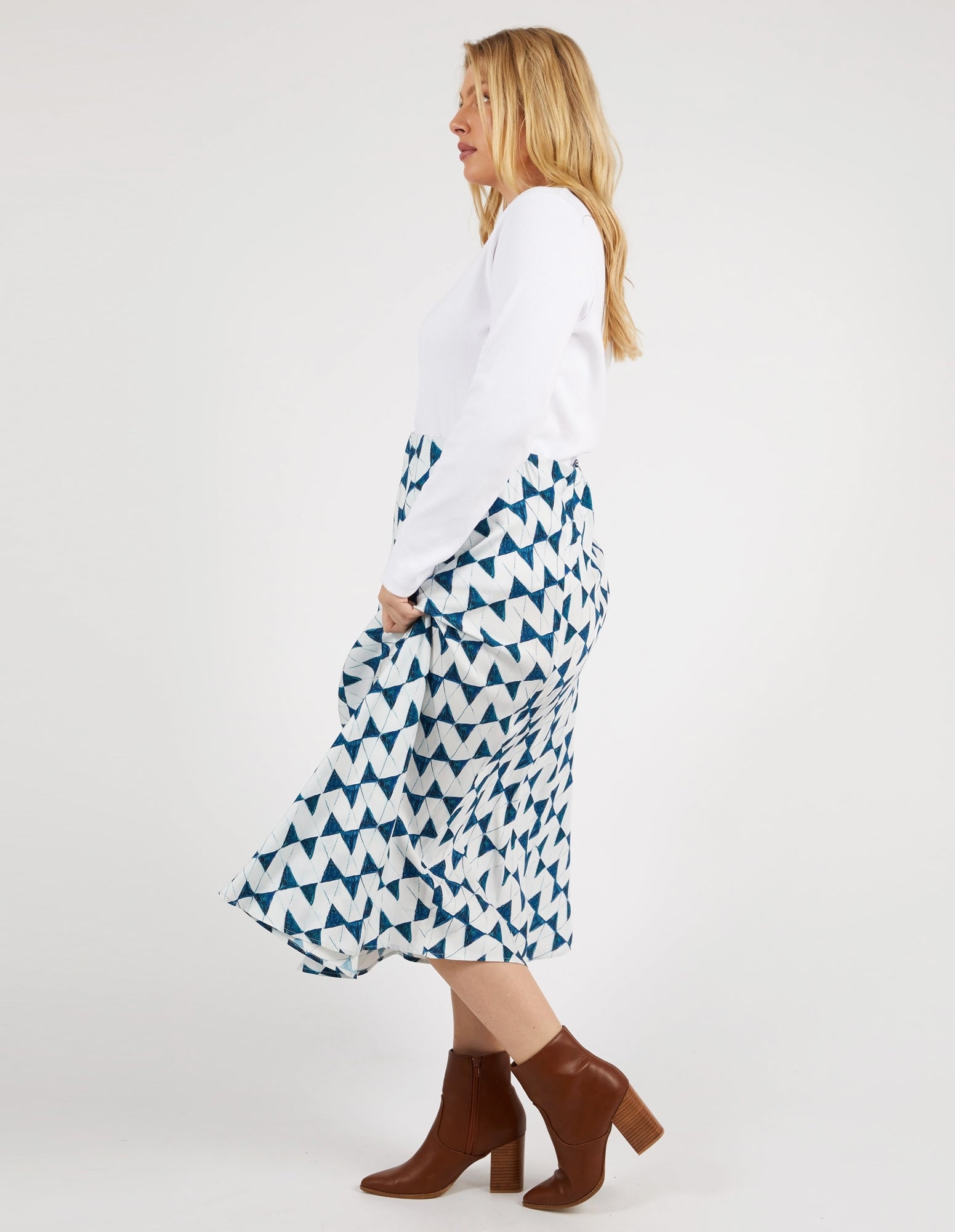 Janey Geo Skirt Navy Geo Print