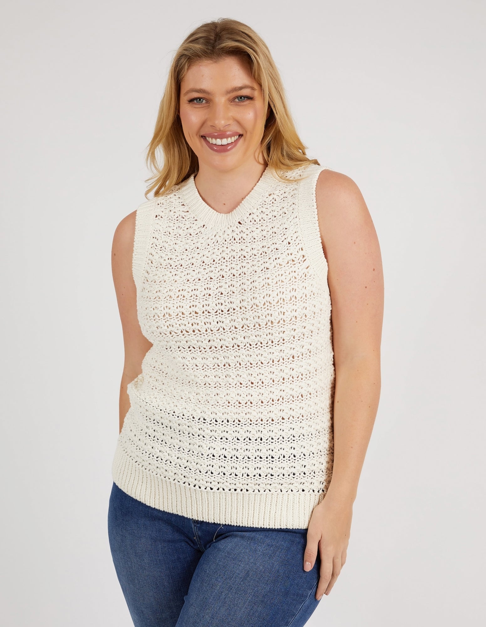 Janey Knit Vest Pearl