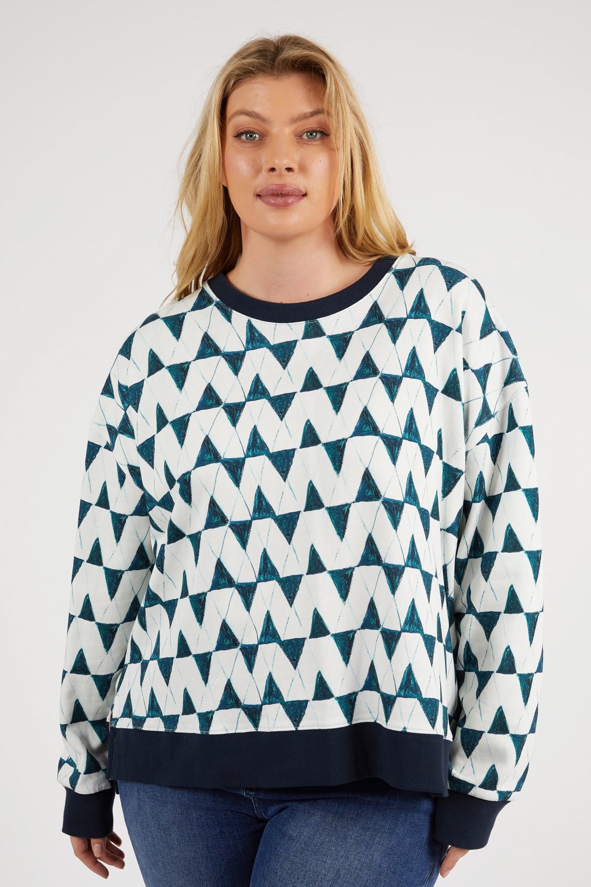 Janey Geo Crew Navy Geo Print