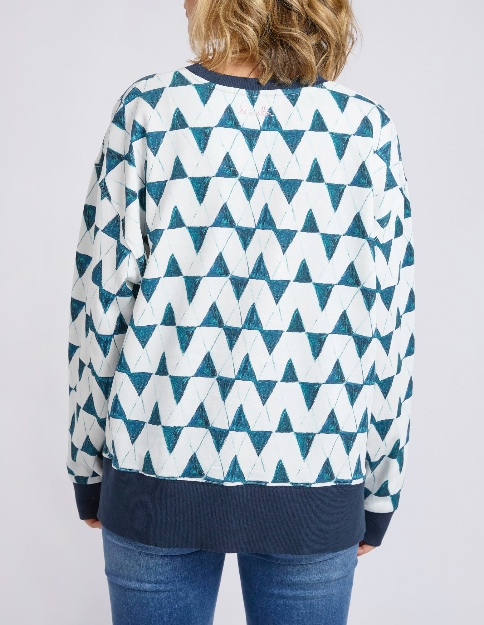 Janey Geo Crew Navy Geo Print