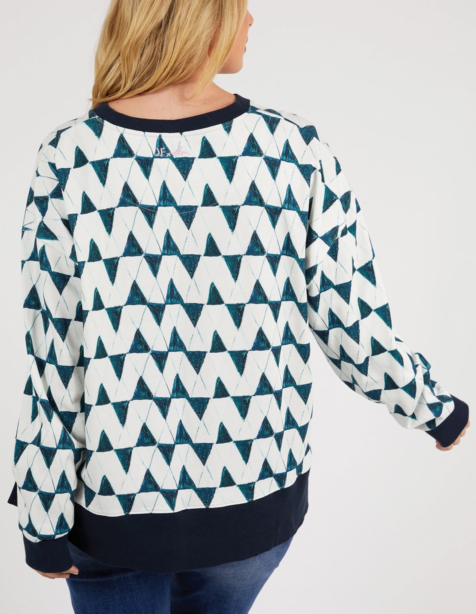 Janey Geo Crew Navy Geo Print