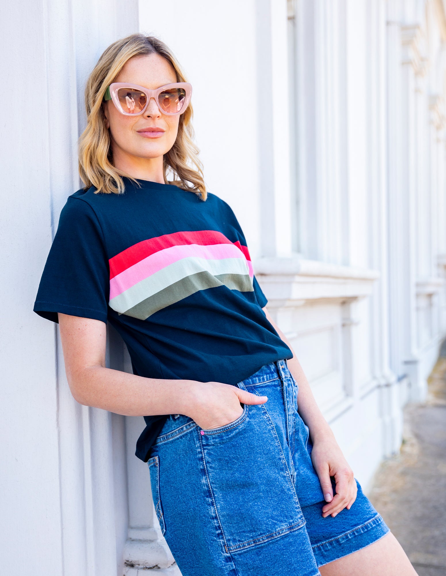 Terra Tee Navy & White Stripe