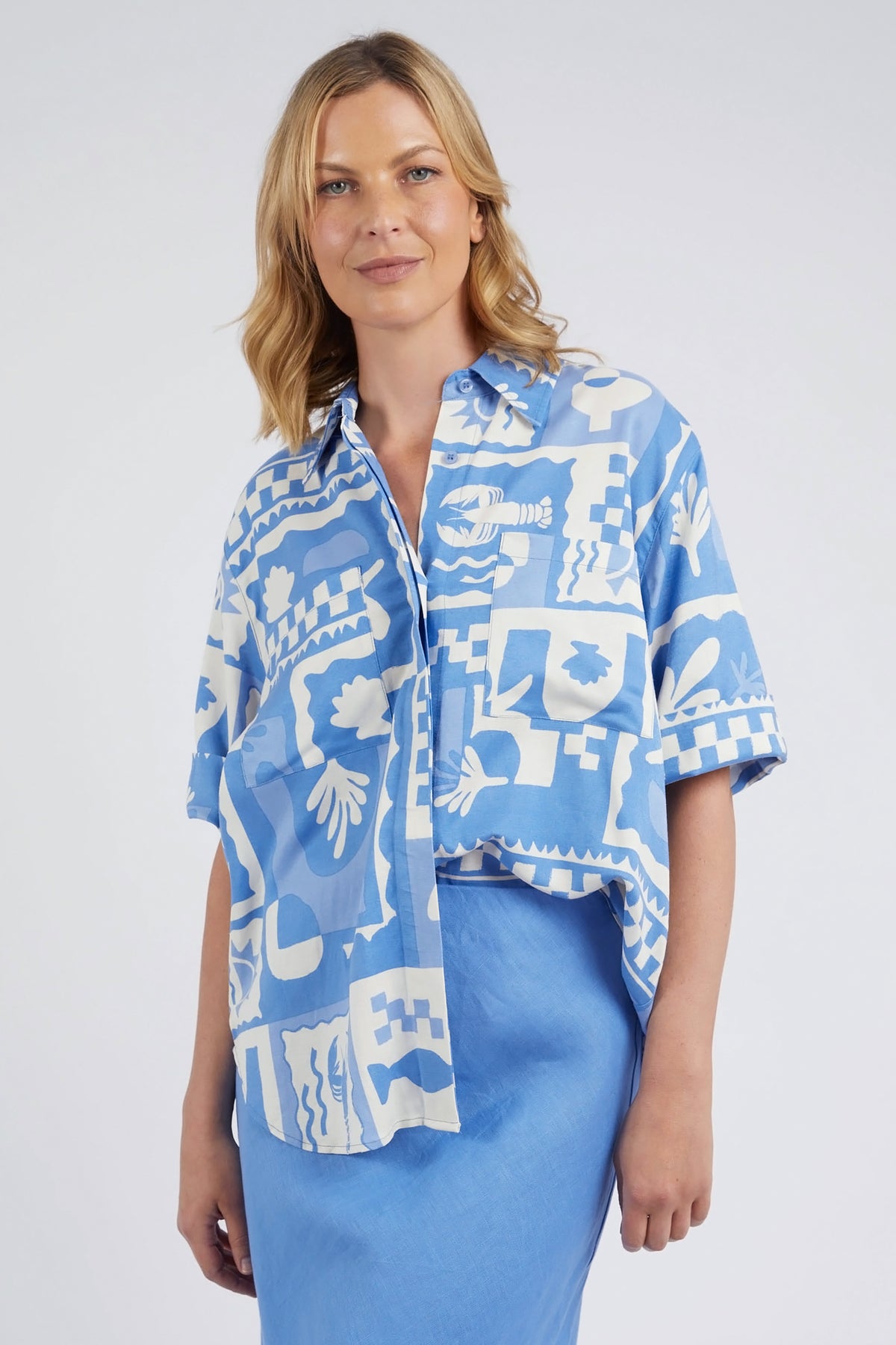 Holiday Sun Shirt Cerulean Holiday Print