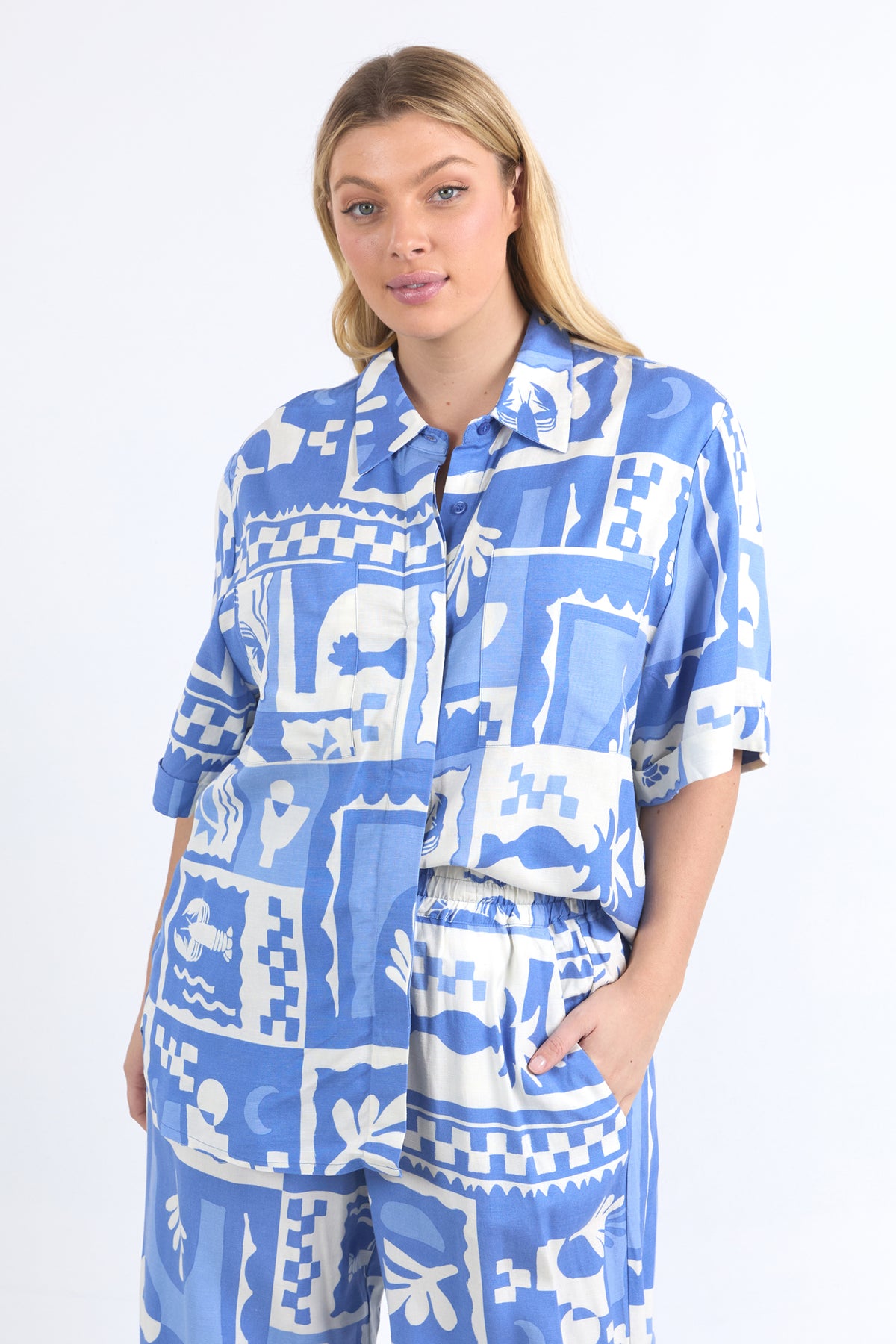 Holiday Sun Shirt Cerulean Holiday Print