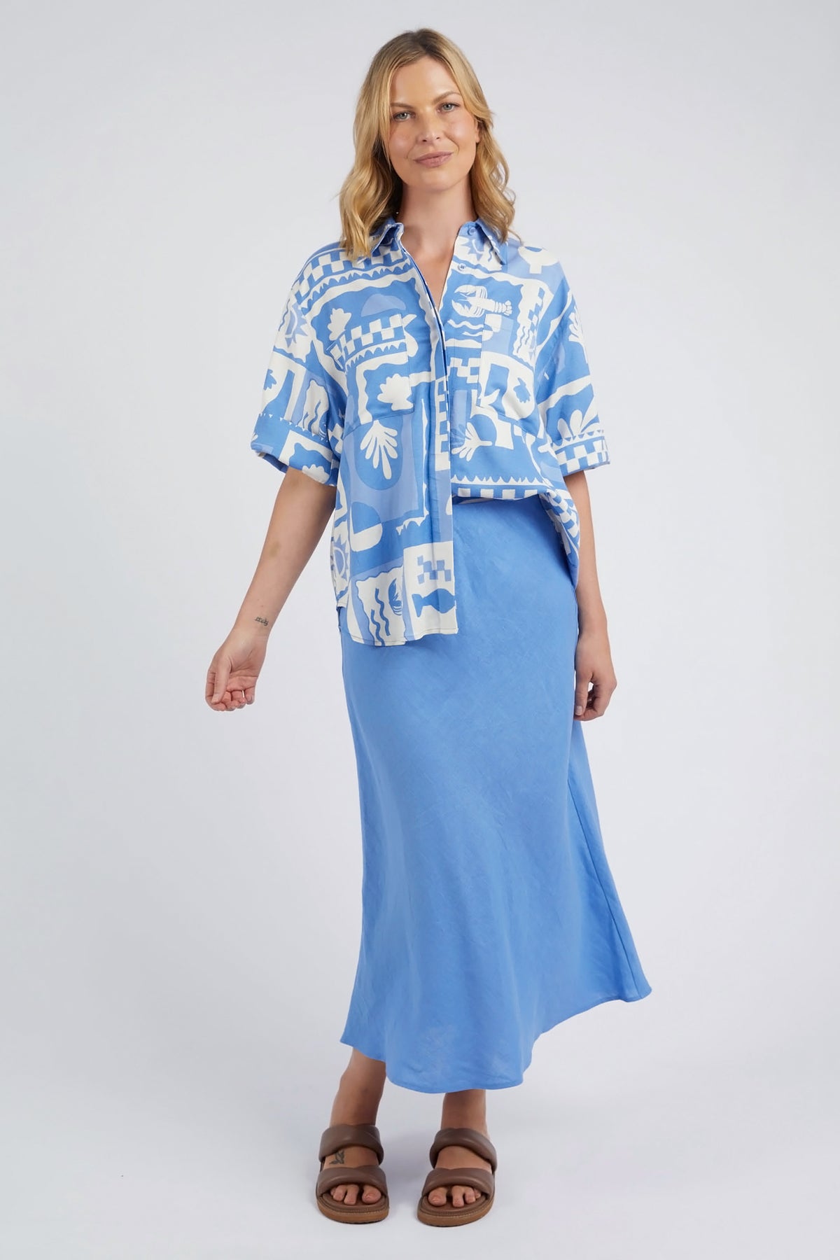 Holiday Sun Shirt Cerulean Holiday Print