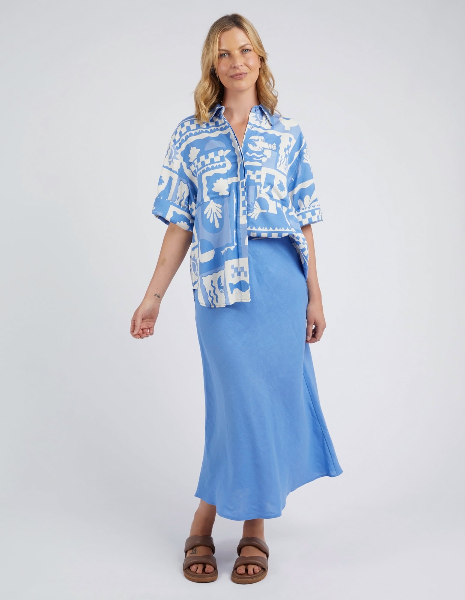 Holiday Sun Shirt Cerulean Holiday Print