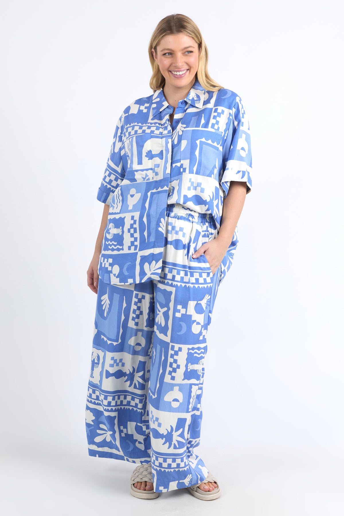 Holiday Sun Shirt Cerulean Holiday Print