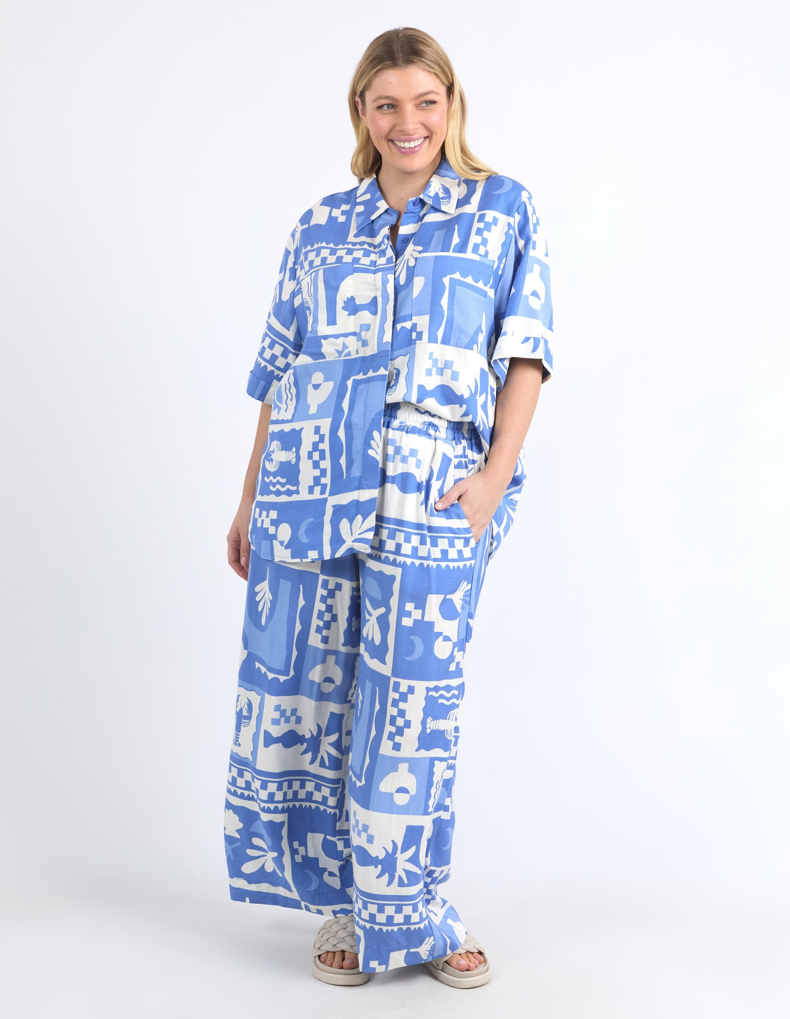 Holiday Sun Shirt Cerulean Holiday Print