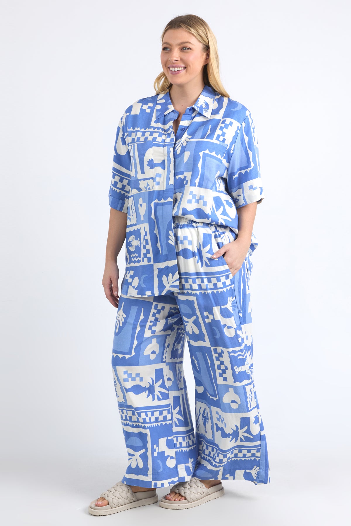 Holiday Sun Shirt Cerulean Holiday Print