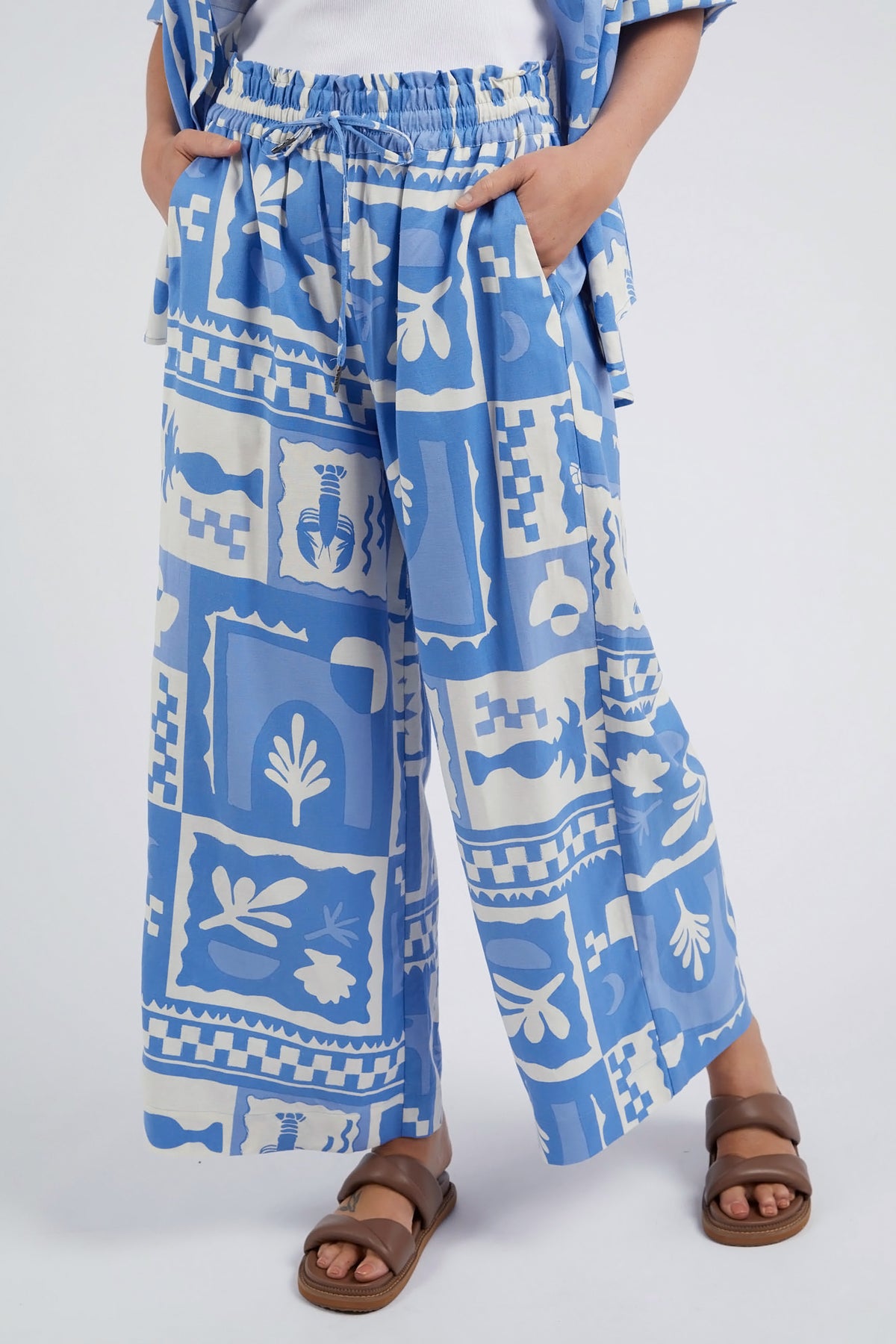 Holiday Sun Pant Cerulean Holiday Print