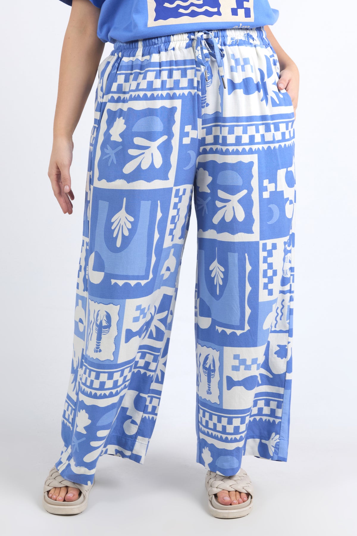 Holiday Sun Pant Cerulean Holiday Print