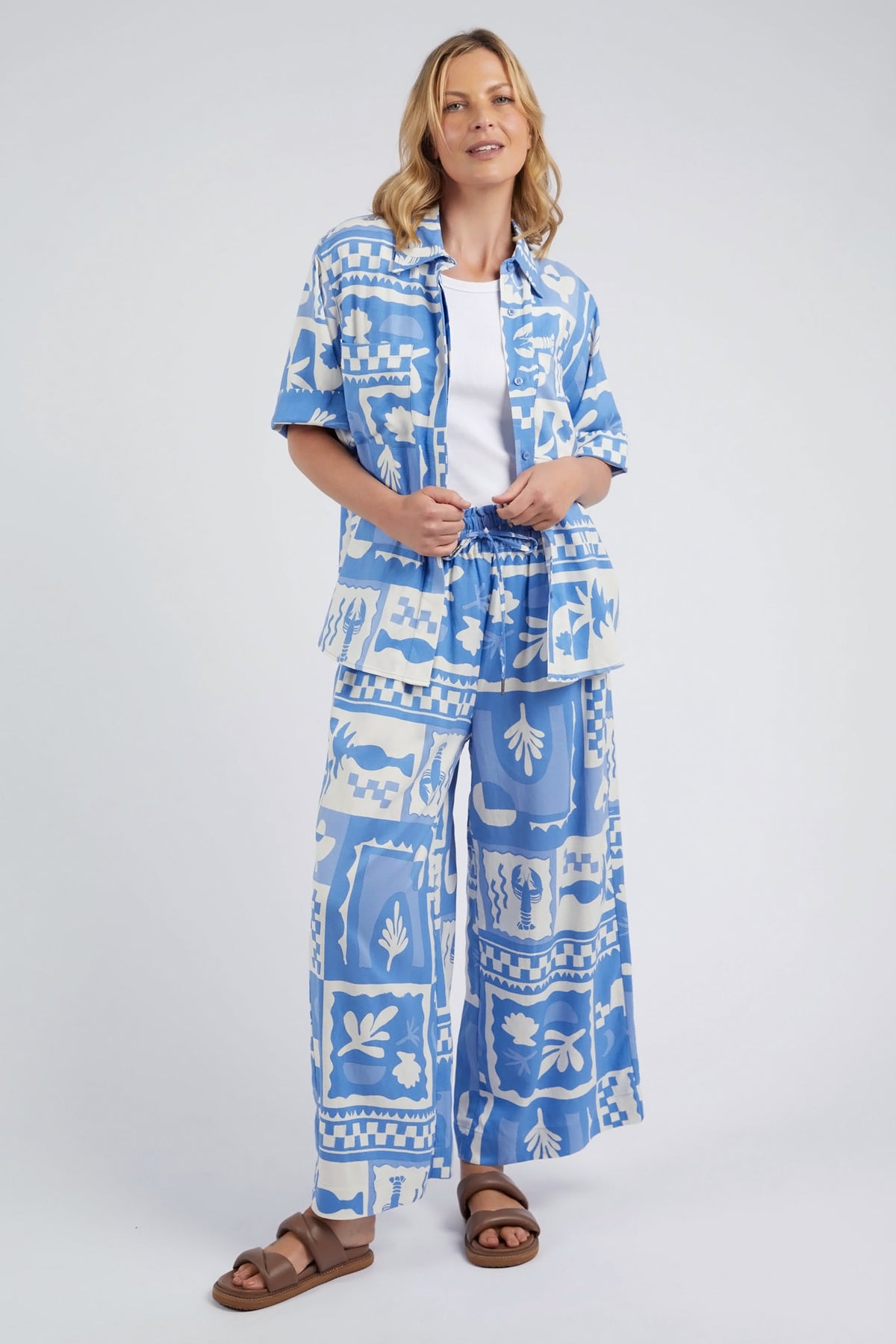 Holiday Sun Pant Cerulean Holiday Print