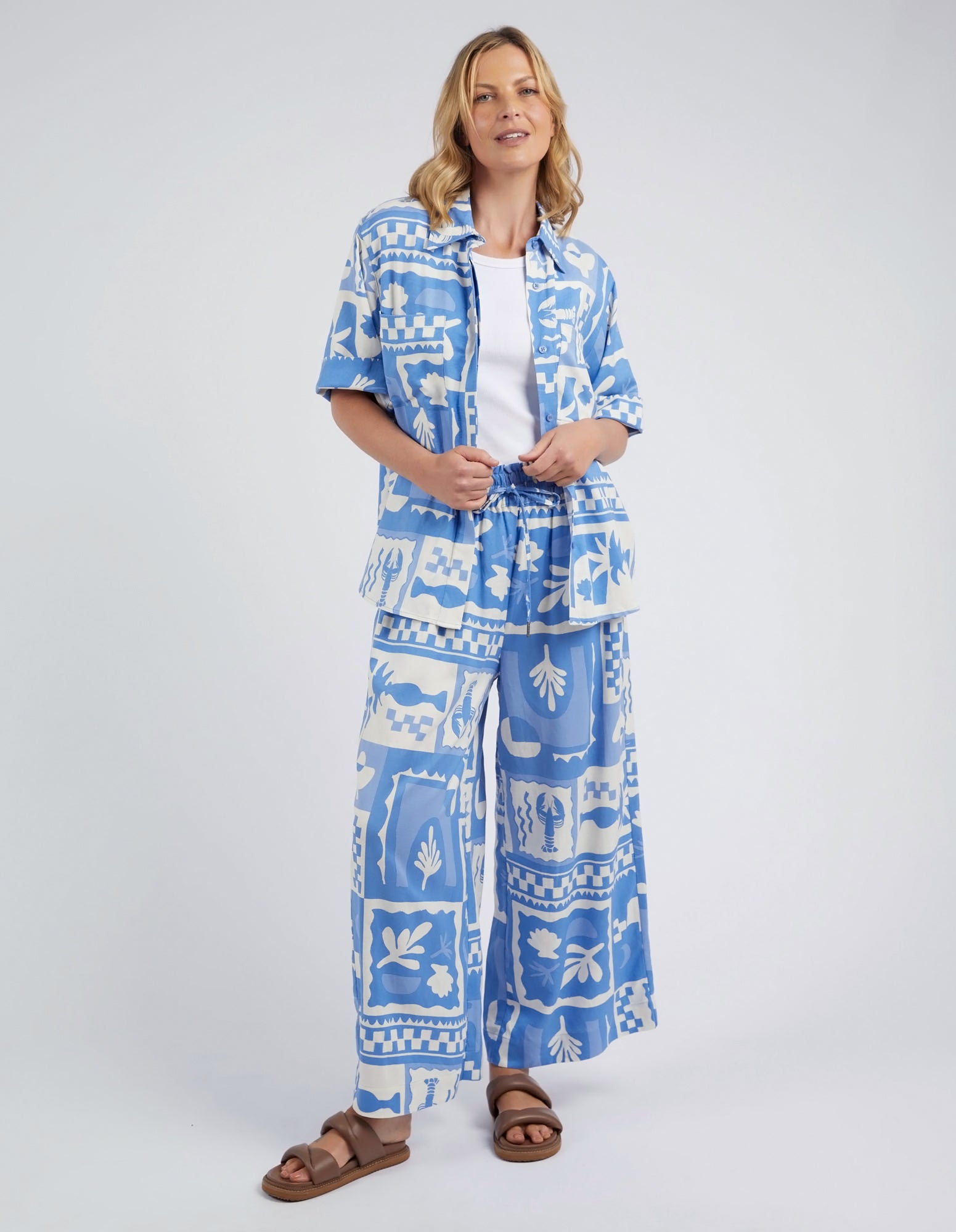 Holiday Sun Pant Cerulean Holiday Print