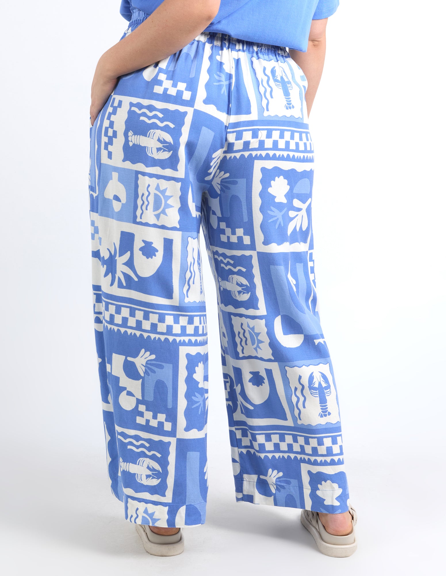 Holiday Sun Pant Cerulean Holiday Print