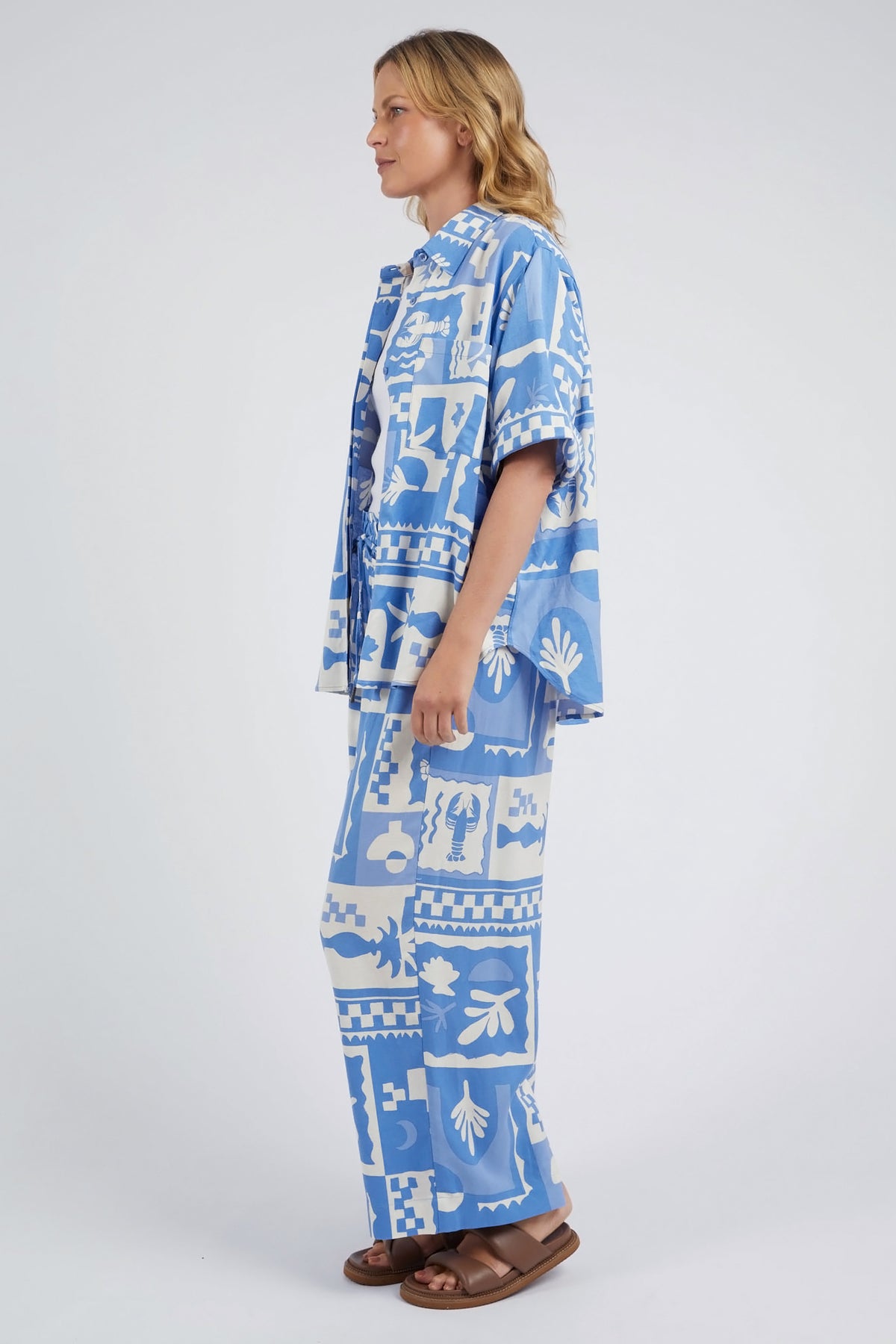 Holiday Sun Pant Cerulean Holiday Print