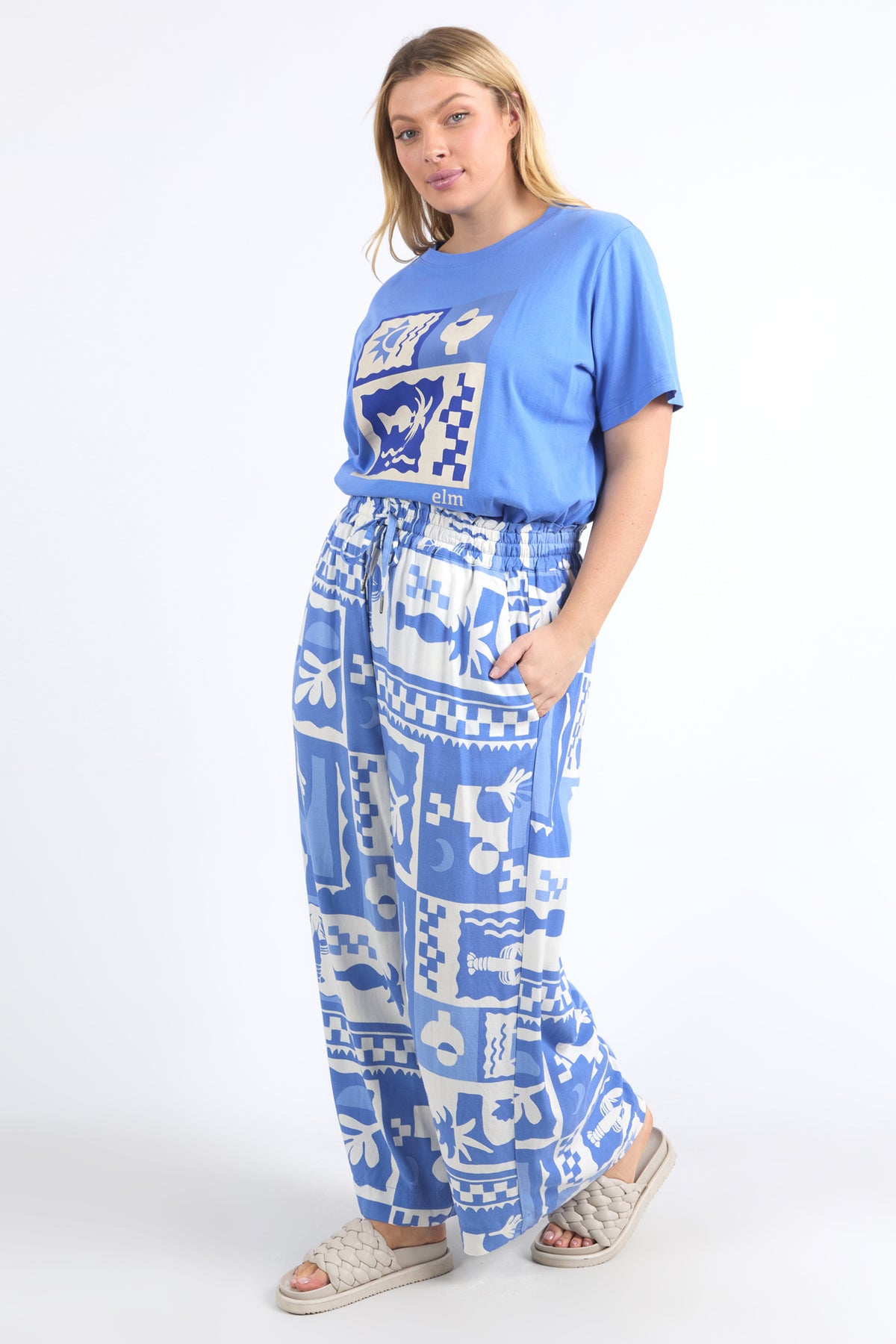 Holiday Sun Pant Cerulean Holiday Print