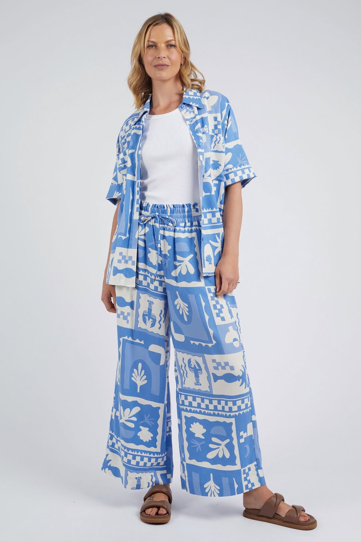 Holiday Sun Pant Cerulean Holiday Print