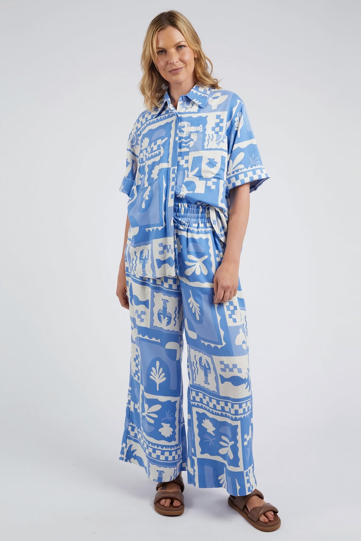 Holiday Sun Pant Cerulean Holiday Print