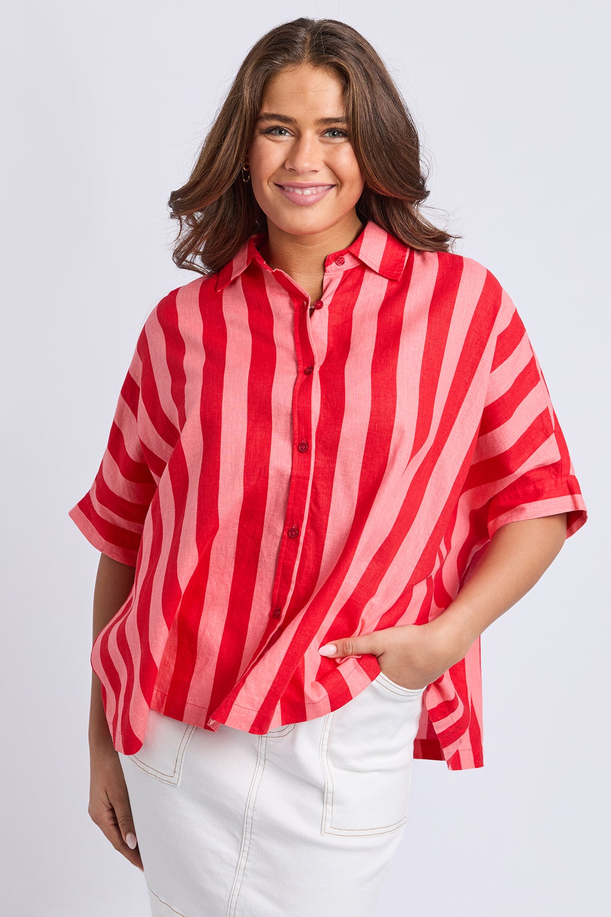 Palermo Stripe Shirt Poppy