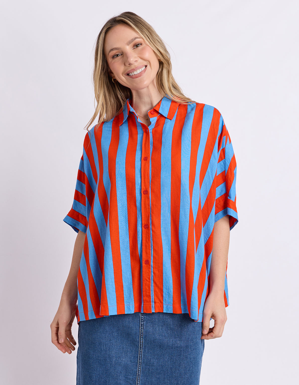 Palermo Stripe Shirt Tangello/Blue Stripe