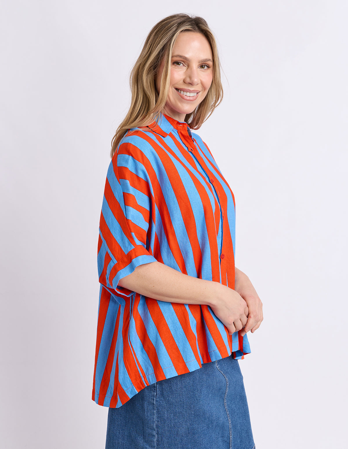 Palermo Stripe Shirt Tangello/Blue Stripe