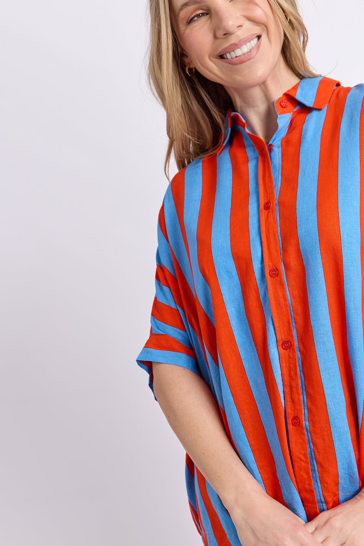 Palermo Stripe Shirt Tangello/Blue Stripe