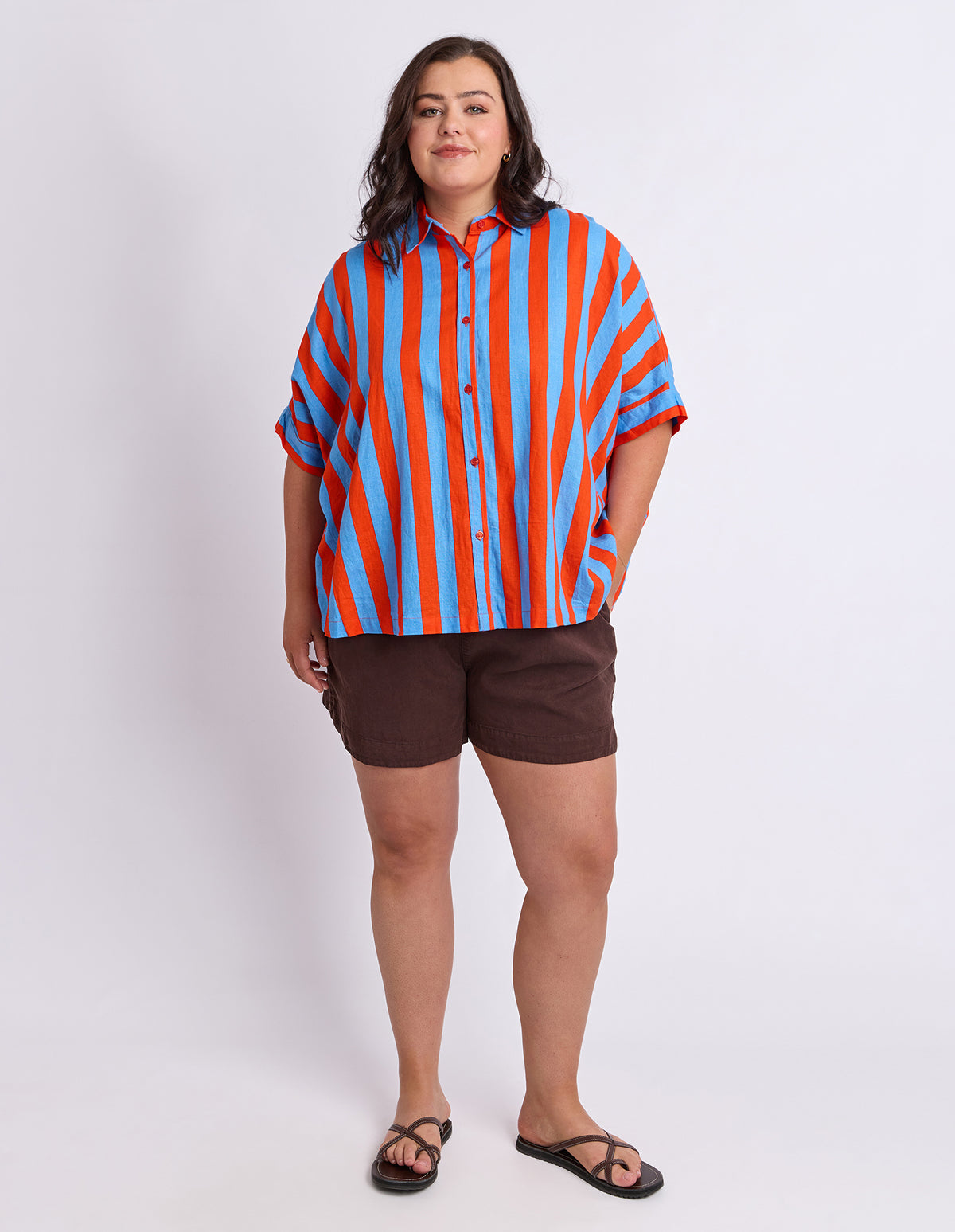Palermo Stripe Shirt Tangello/Blue Stripe