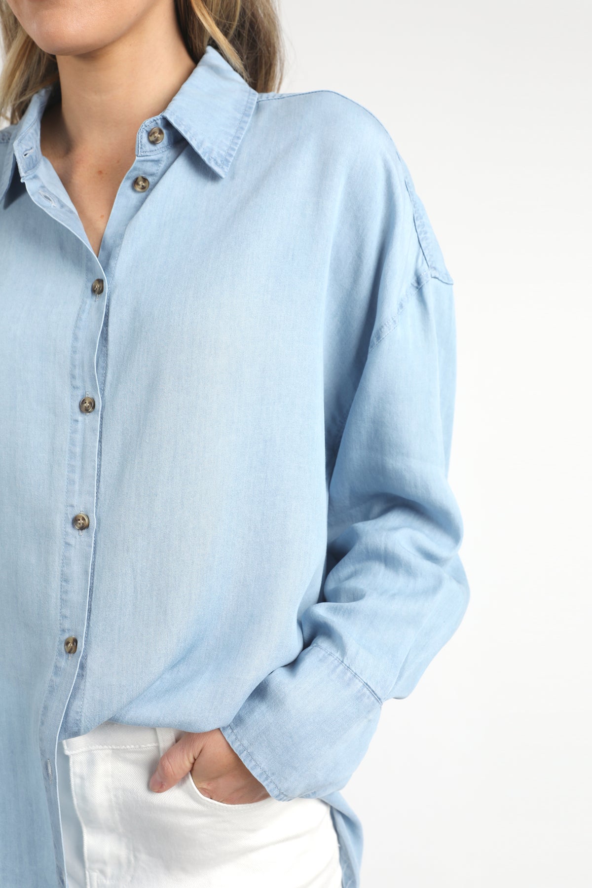 Flinders Long Sleeve Chambray Shirt Blue Wash