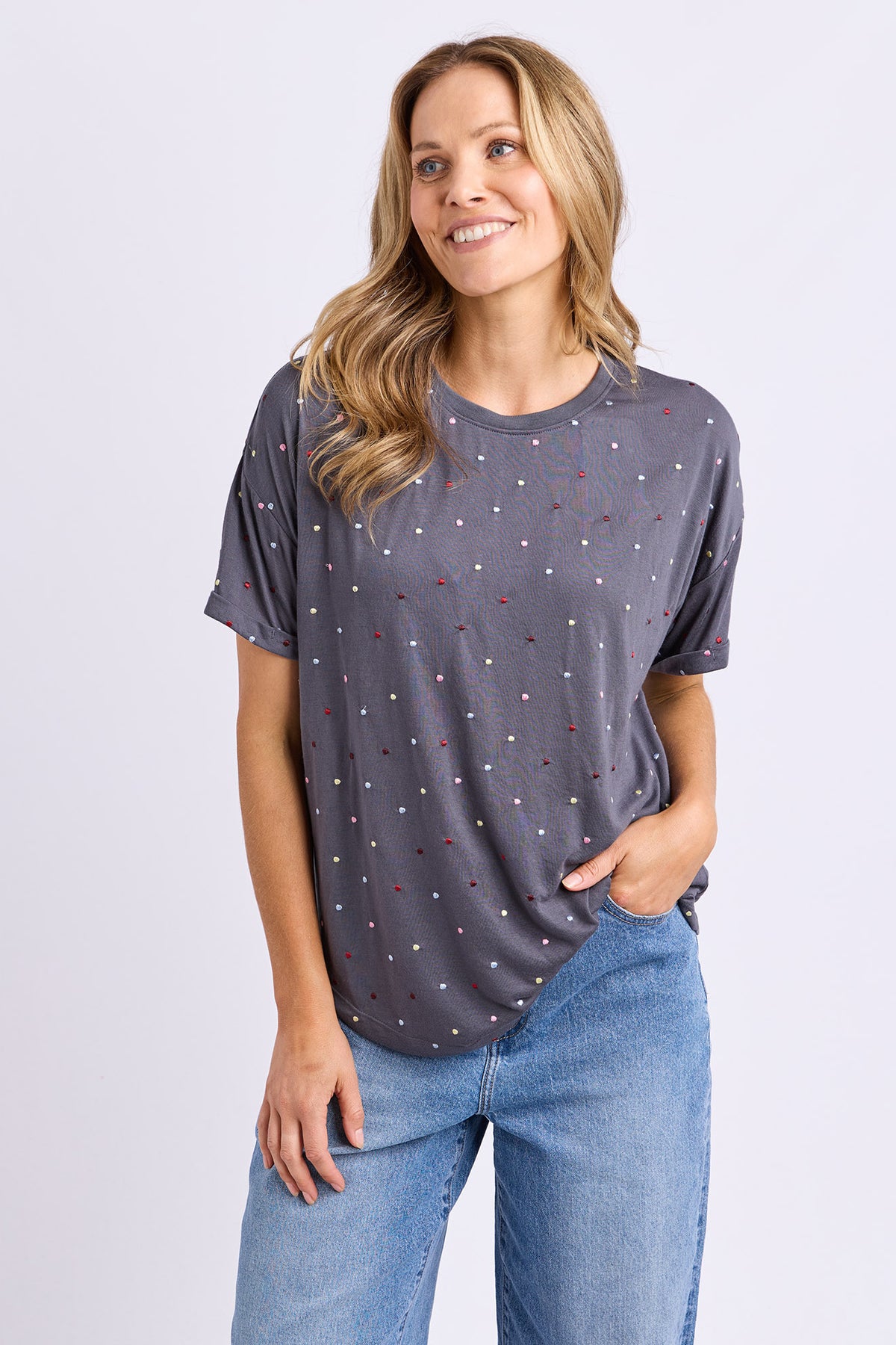 Festive Spot Tee Charcoal