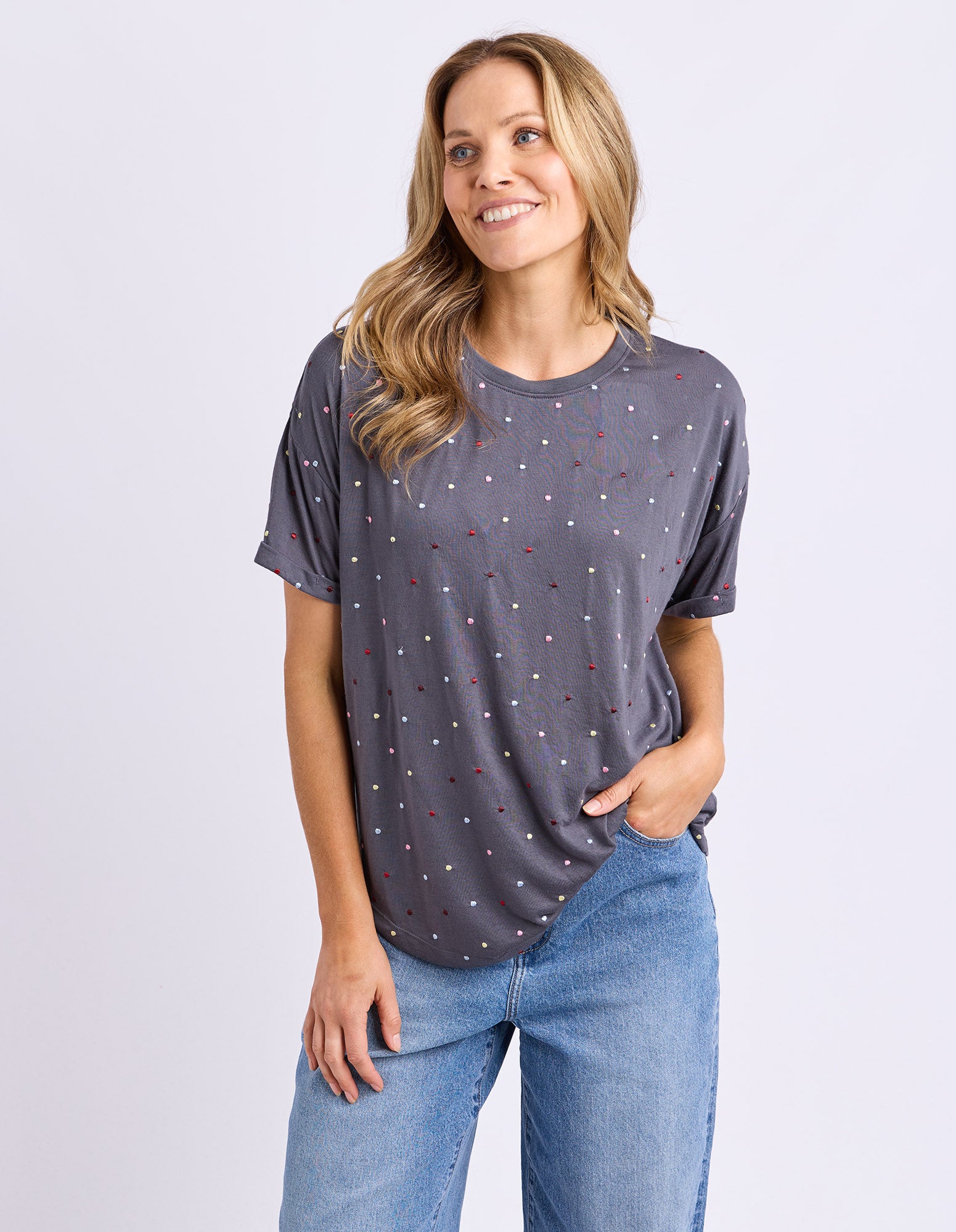Festive Spot Tee Charcoal