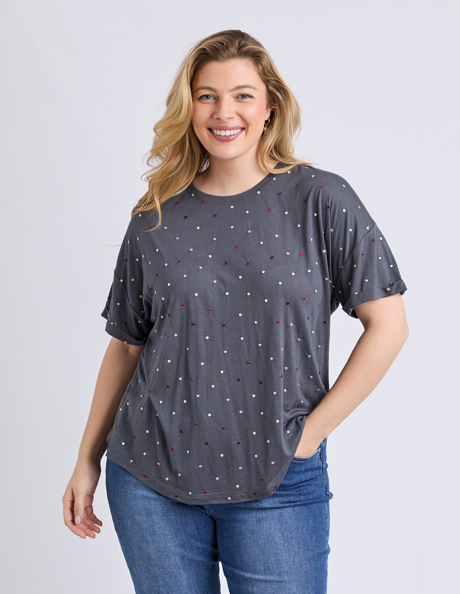 Festive Spot Tee Charcoal