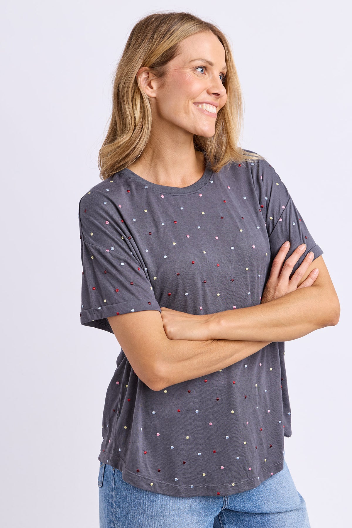 Festive Spot Tee Charcoal