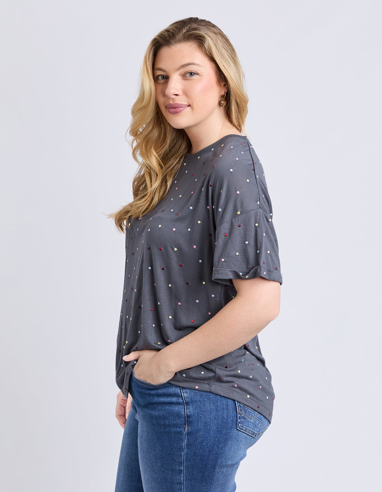 Festive Spot Tee Charcoal