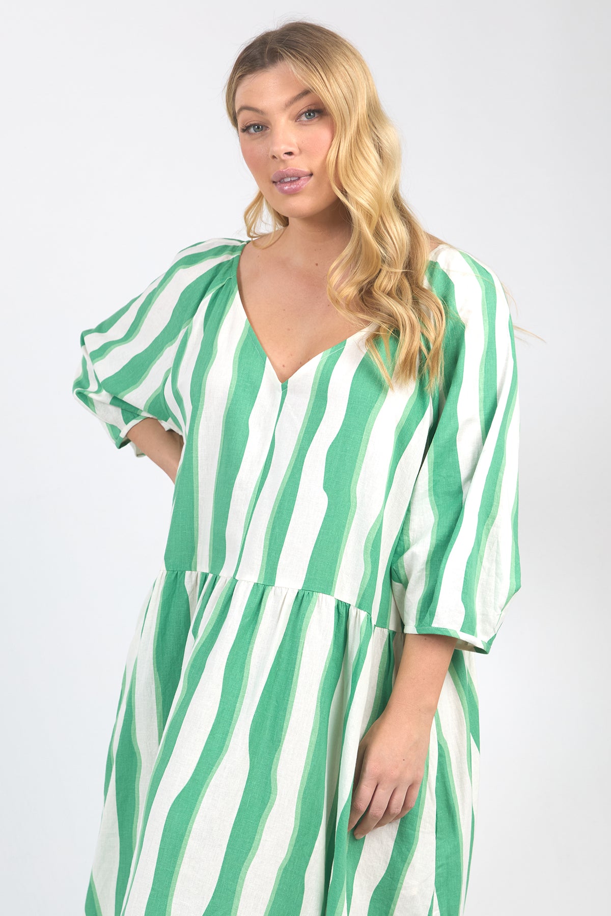 Spritz Dress Greenbriar/White Stripe