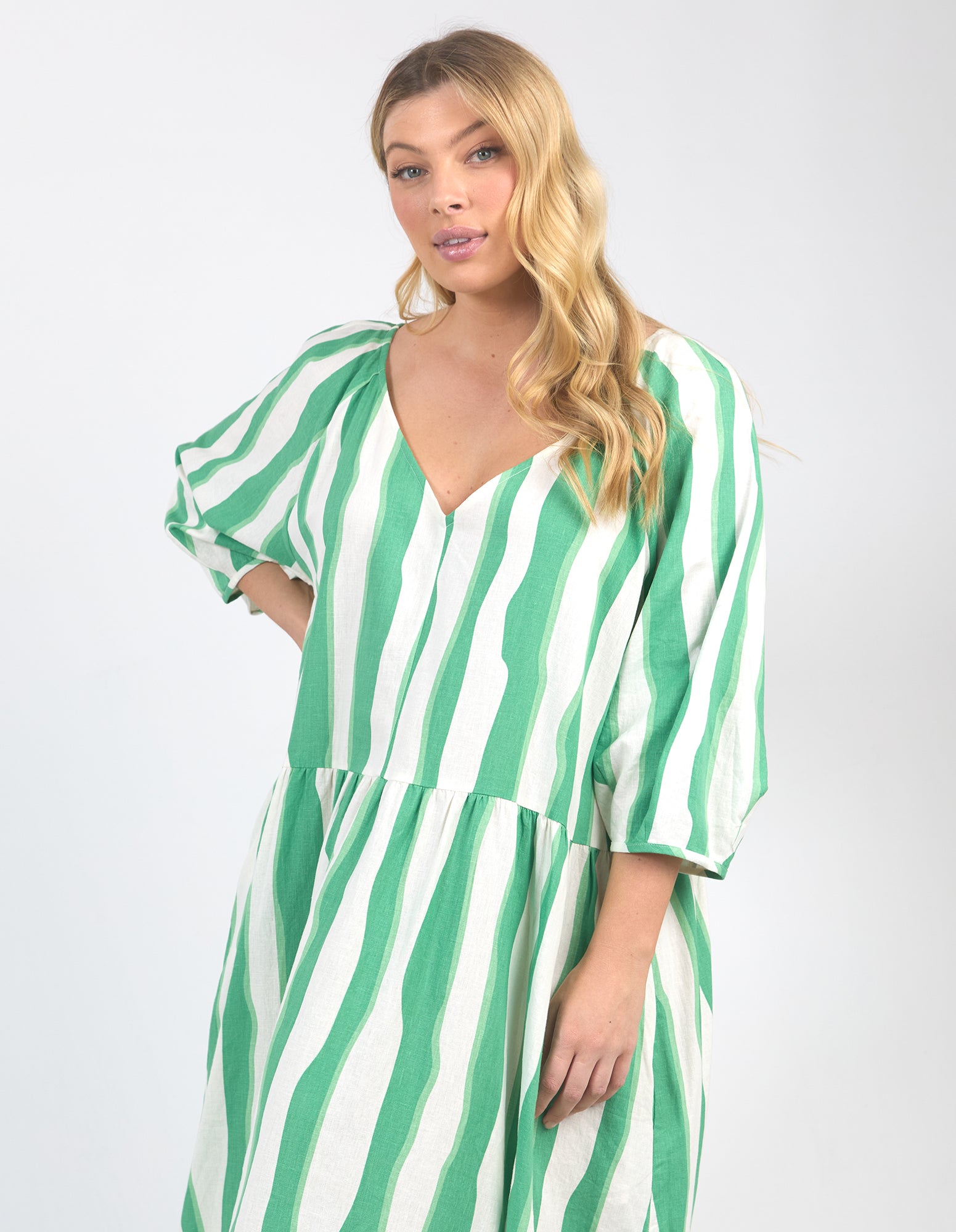 Spritz Dress Greenbriar/White Stripe