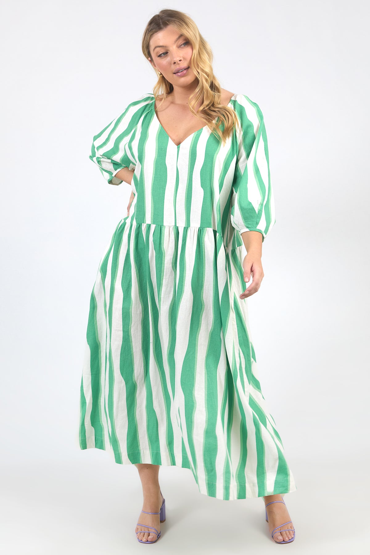 Spritz Dress Greenbriar/White Stripe