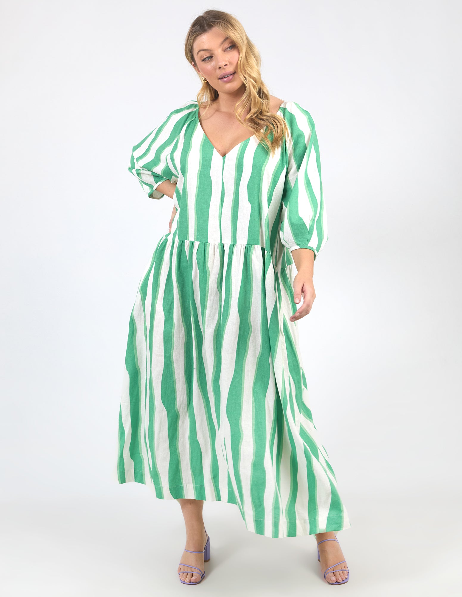 Spritz Dress Greenbriar/White Stripe